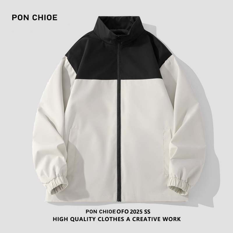 ponchioe立领夹克男女春秋季新款宽松休闲外套男潮牌青年情侣装