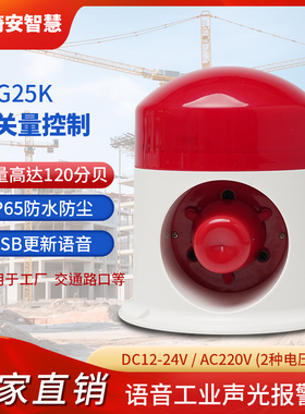 YSG25K触发式工业声光警报器开关量高低电平控制车库语音提示喇叭