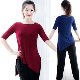 舞蹈服装女古典爵士瑜伽考级训练旗袍功不规则上衣成人现货出口