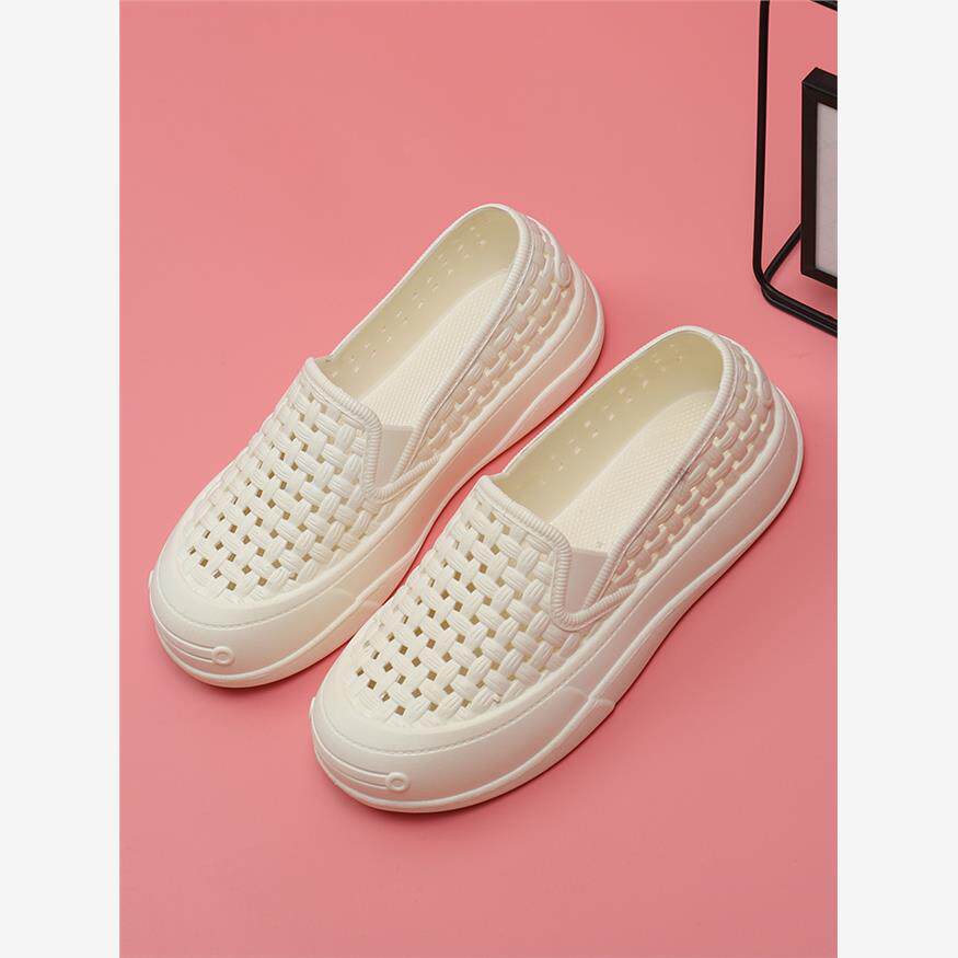 白色塑料凉鞋女夏季厚底防滑镂空透气护士小白鞋可下水工作洞洞鞋