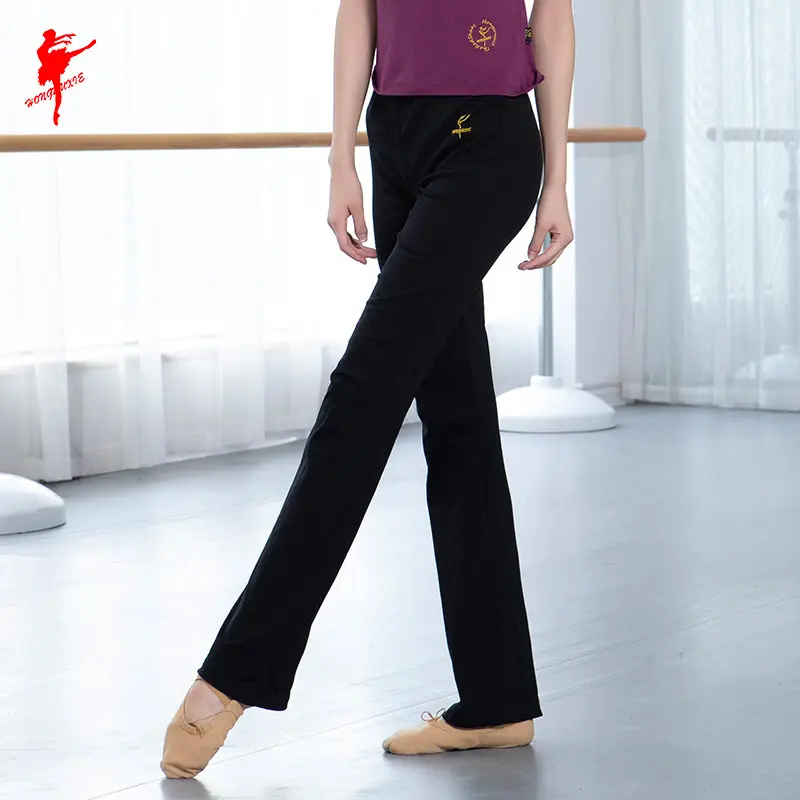 红舞鞋舞蹈裤 女长裤健美操修身形体裤尼龙喇叭少儿练功裤子22041
