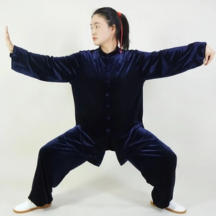 御承金丝绒太极服秋冬南韩绒2024新款表演练功服男女武术太极拳