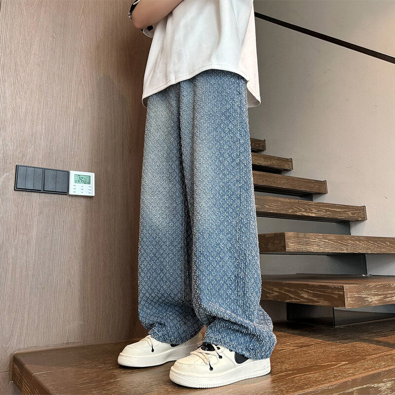 直筒牛仔裤男2024春夏季新款日系韩版潮流宽松阔腿休闲百搭长裤子