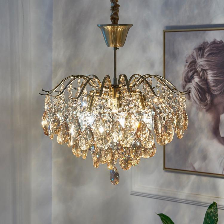 美式水晶吊灯客厅主卧室网红创意后现代简约法式复古餐厅轻奢灯具