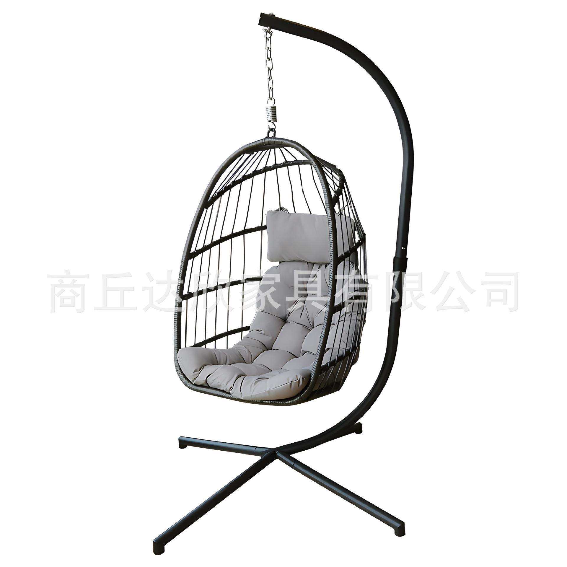 时尚可折叠拆卸庭院秋千单人编藤蛋蛋椅现代休闲吊篮鸟巢椅带坐垫