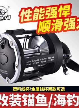 科迈龙海钓轮鼓式轮船钓轮鼓轮可改视大耙竿锚鱼全金属头渔轮