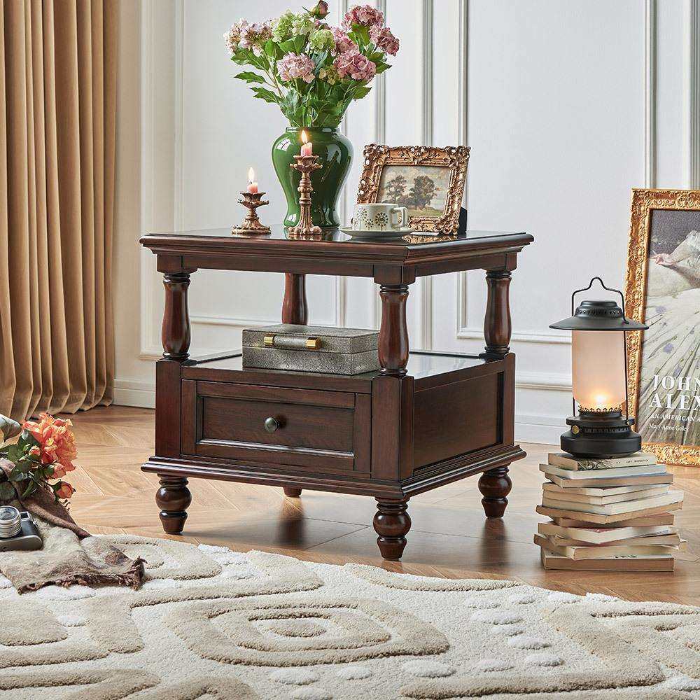 帝罗堡美式实木角几边几沙发边柜客厅带抽屉置物储物柜子小方几,3C数码配件,USB灯,淘宝优惠券,粉丝福利购,淘宝优惠卷