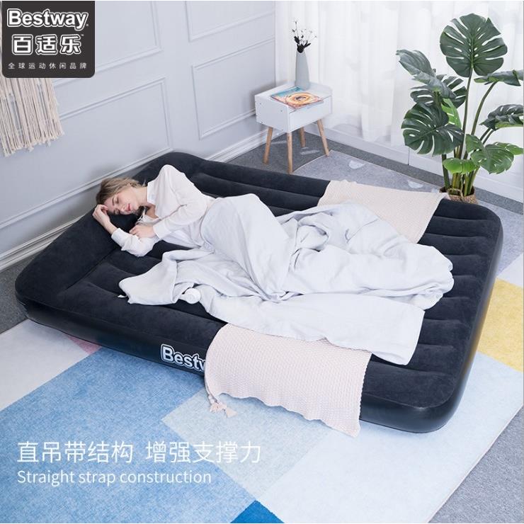 Bestway67464特大植绒充气床双人家用冲气床垫气垫加厚便携气垫床