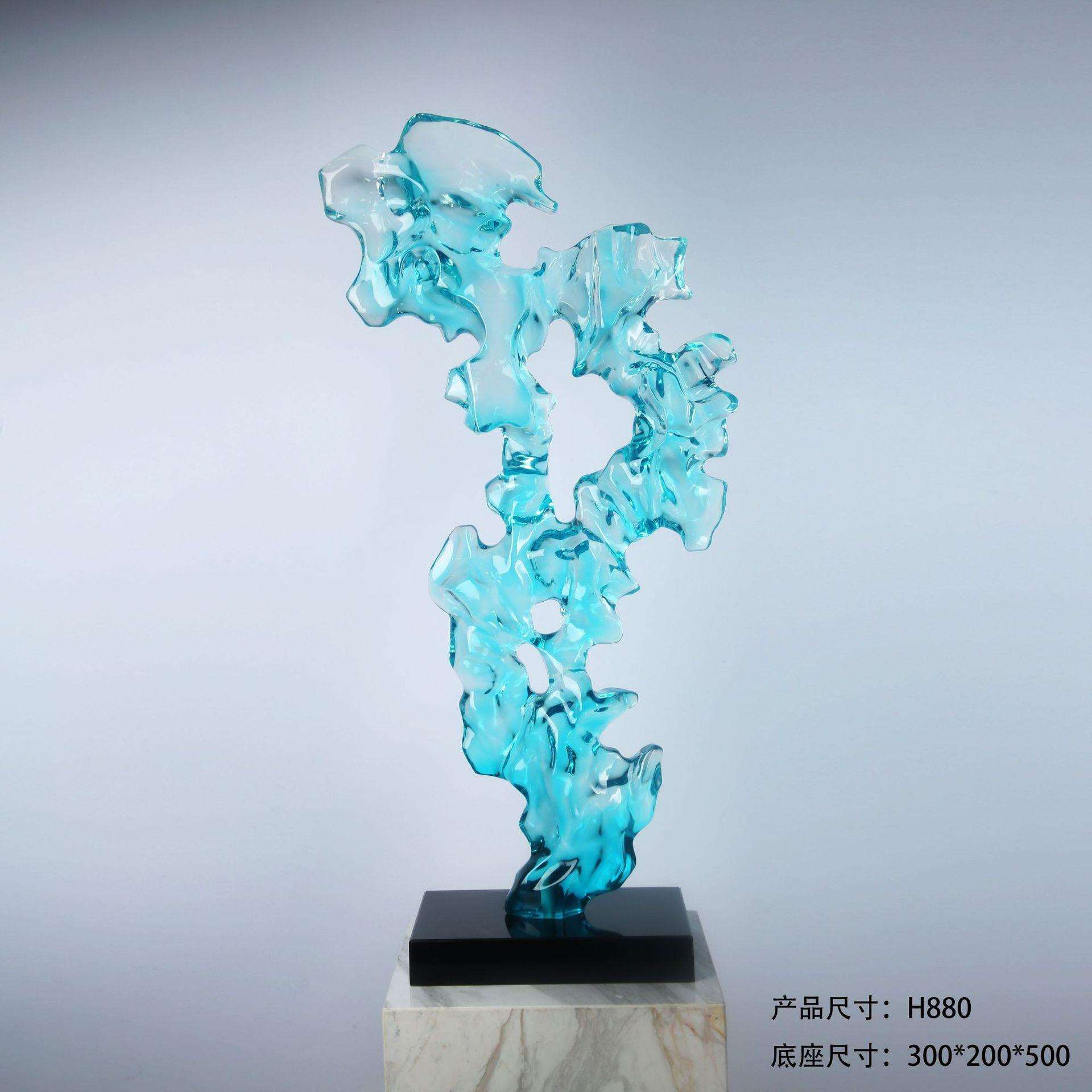 酒店大堂新中式铂晶太湖石落地摆件树脂雕塑艺术品软装饰创意摆件