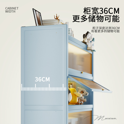 家用钢制书柜带门收纳柜儿童x防尘书柜书房书架铁艺落地置物收纳