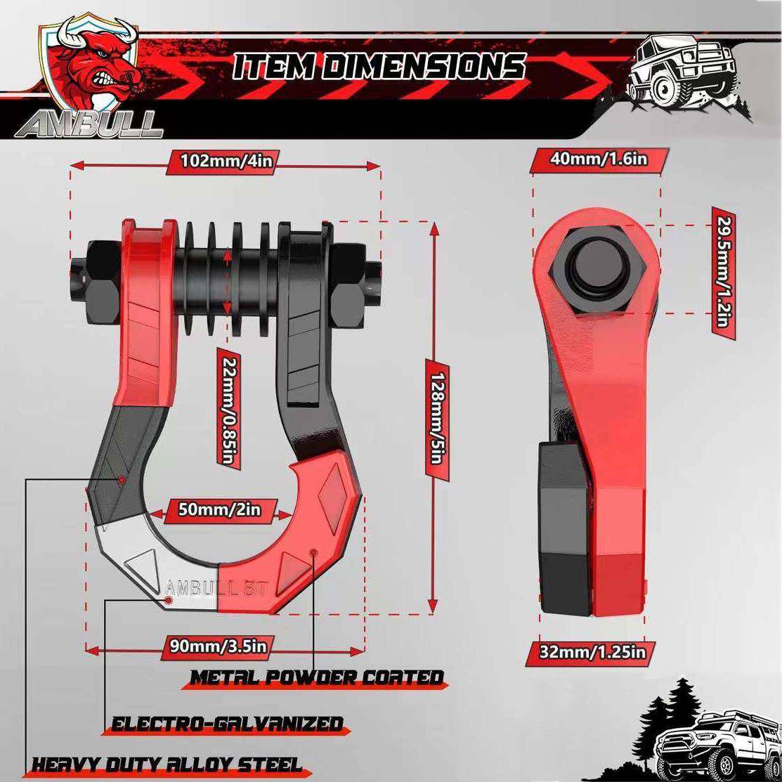 造新款越野分体卸扣锻8吨凤大分体拖车钩龙新298款3/4U型号钩现货