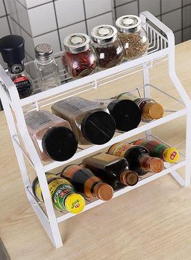 厨房物架台面置油盐酱醋调料架层落多地斜放调味收品储VEJ物纳架