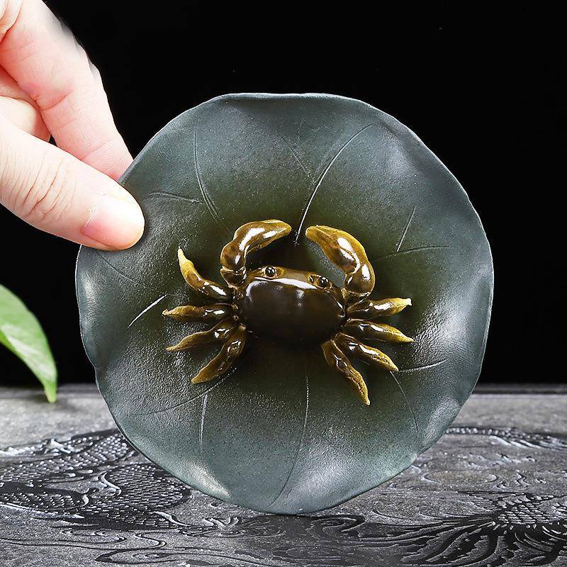 宜兴紫摆砂茶宠可养变色螃蟹茶桌茶台茶UCM道精件茶艺茶具件配品