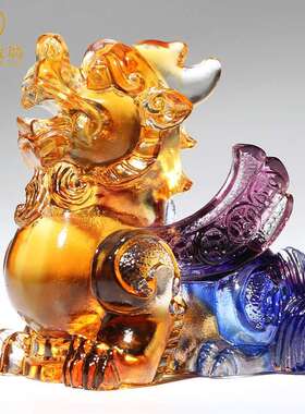 鸿琉璃貔貅一对做商生意诗摆件店铺F-A-401摆设办公摆放工艺品新