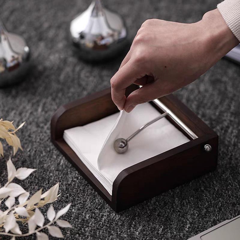 方形实木餐巾纸现代2222轻胡桃高档纸巾奢架客厅茶几酒店巾盒盒摆