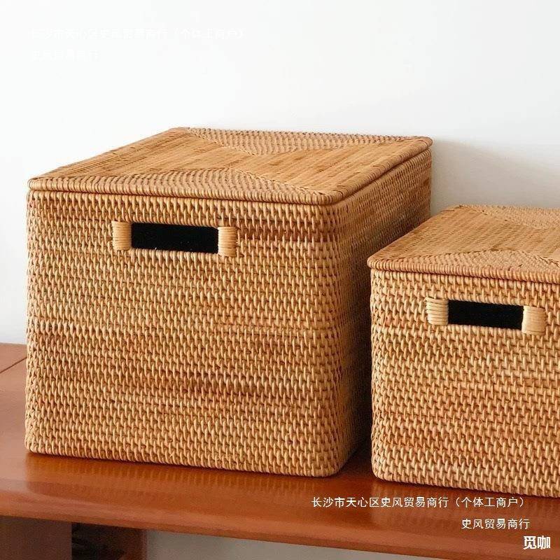 南藤编收纳筐式编织越篮茶美几杂物AL100527桌面长方形篮子其他轻