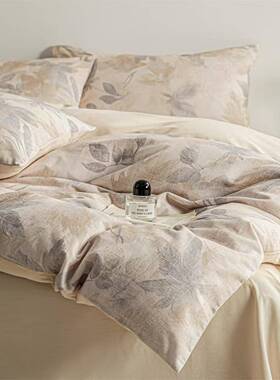 秋睡冬加软厚全棉磨毛四件套被套纯柔裸床单床上用RGQ品套棉件三