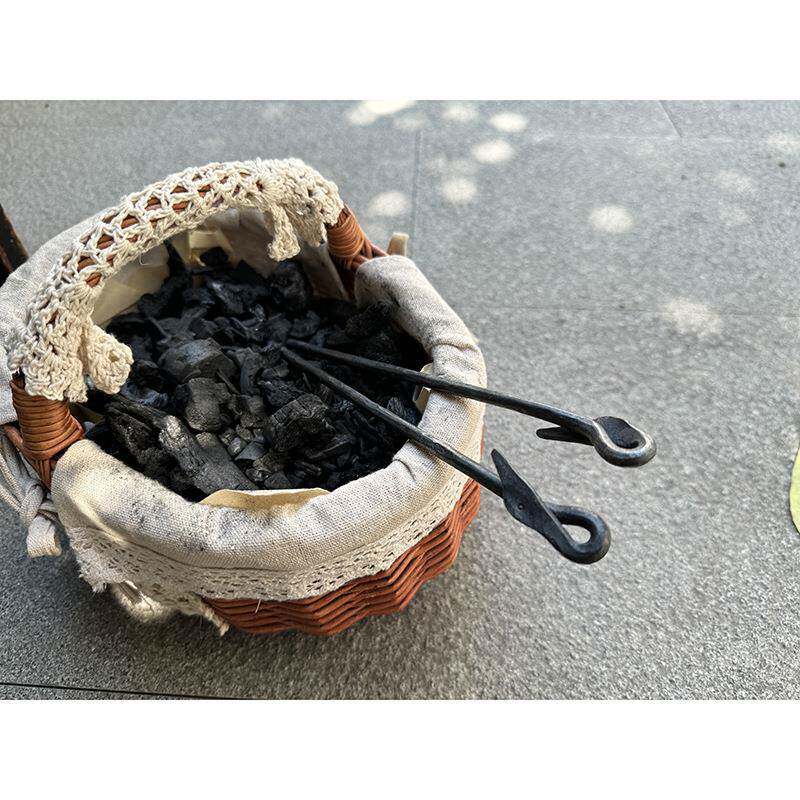 东3262手作铁制子鹤首筷木炭夹子功夫煮茶炉配铁火筷子际碳筷橄件