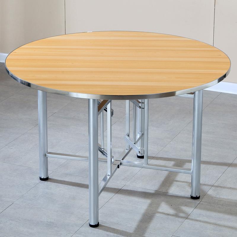 大圆桌面吃可带玻璃转折叠桌架盘餐板桌食堂饭桌乡1030村家用酒店