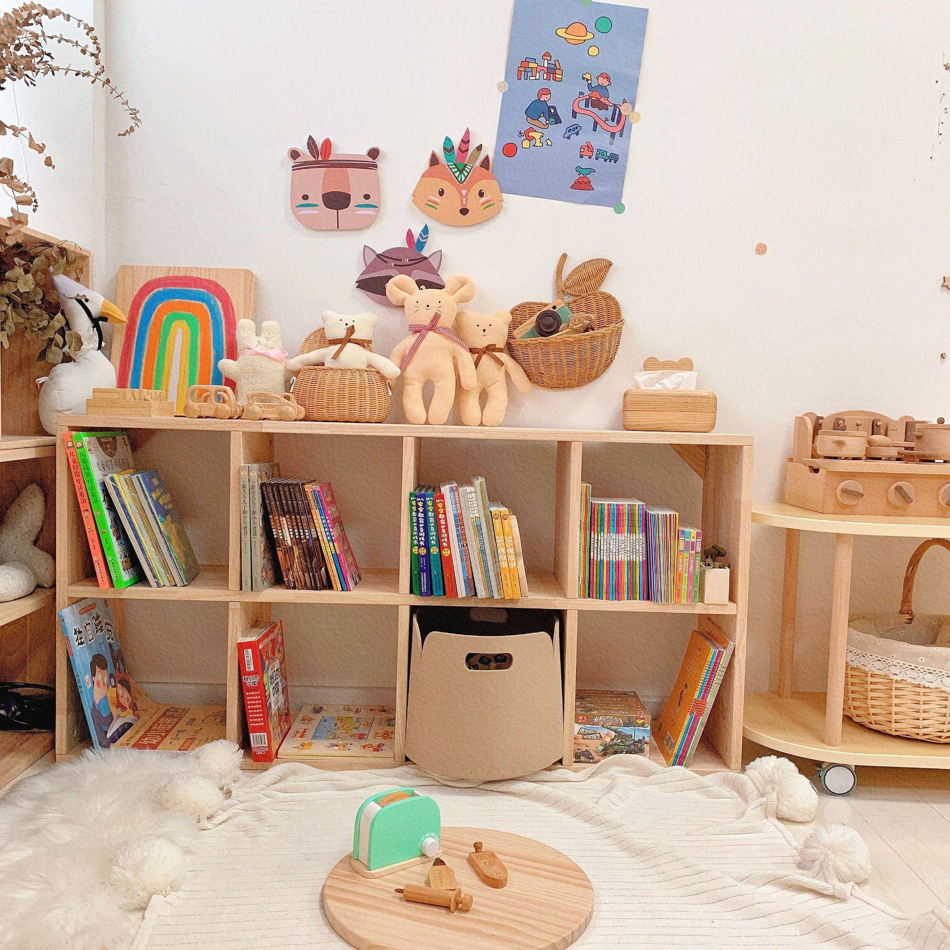 木质KUX小格子童书架柜绘本可架家用书房儿童房自由组儿合幼儿园