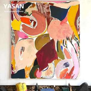 446顺纯丰现代挂客厅油画抽象玄关装饰画手工巨幅壁画肌理后画