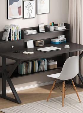 电脑式桌简约书办桌书架一体公桌椅组合台学JOJ生学习桌中子女孩