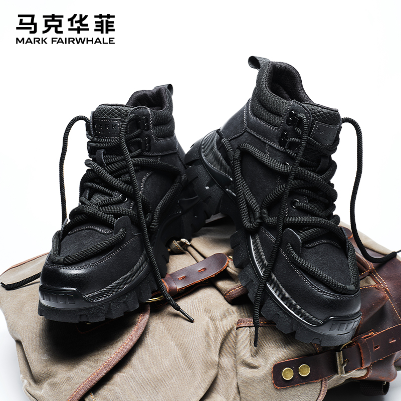 马克华菲官方男鞋马丁靴2025新款冬季加绒高帮鞋雪地靴子加厚棉鞋