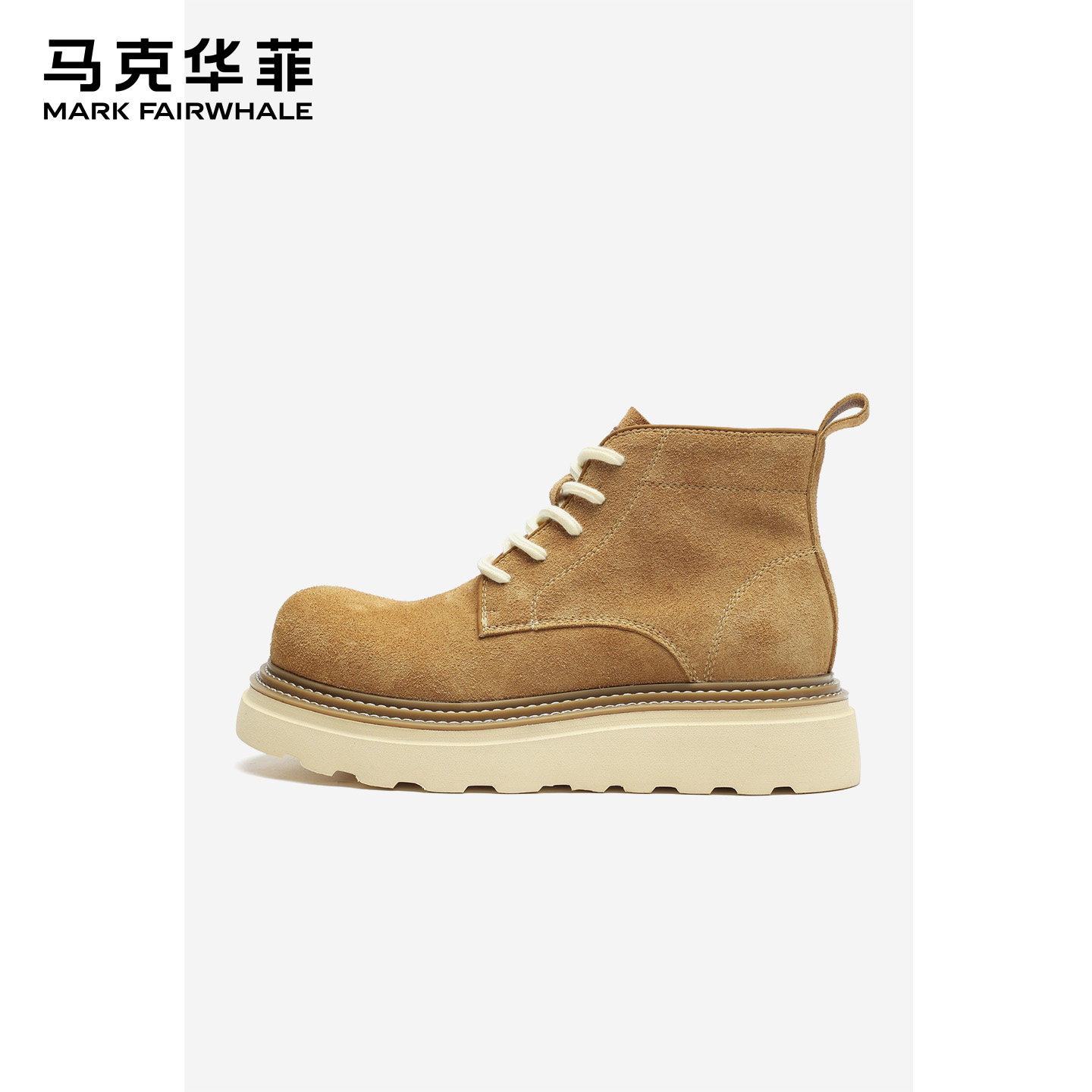 马克华菲马丁靴男士2026新款大头工装靴真皮户外大黄靴厚底皮靴男