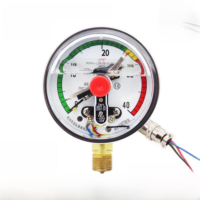 杭州东亚Ynxc100抗震电接点压力表40Mpa全不锈钢电接点磁辅助