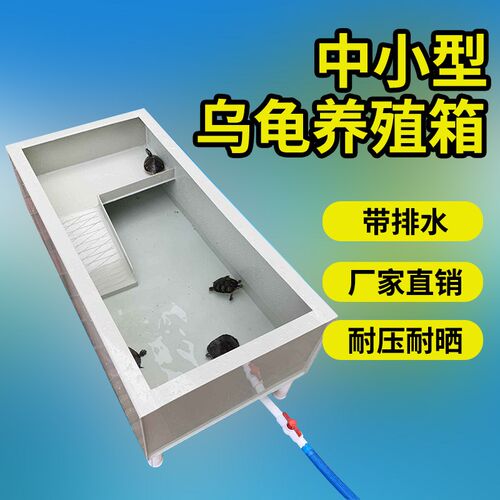 塑料水龟缸龟池晒背中型养龟过滤槽乌龟缸养殖盆两栖箱带晒台排水
