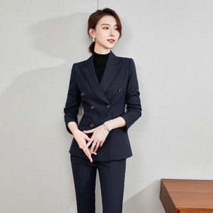 西装 女冬季 加厚工作服职业气质女装 酒店前台接待高级感西服 套装