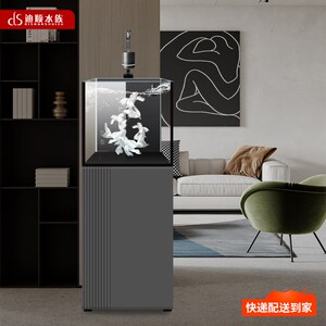迪顺鱼缸客厅小型方缸生态背滤超白玻璃金鱼缸水族箱落地家用鱼缸