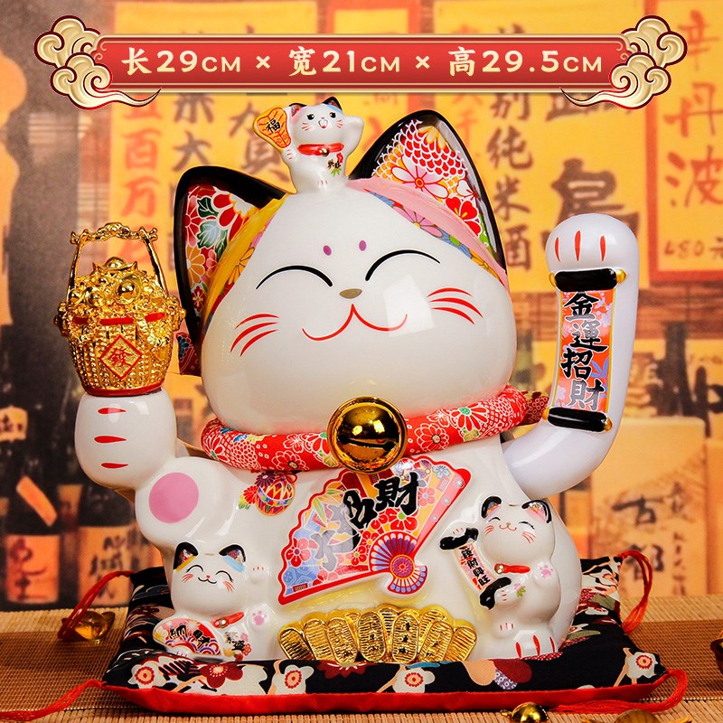 招财猫摆件自动招手大号店铺开业前台发财家居客厅收银柜台摇手摆