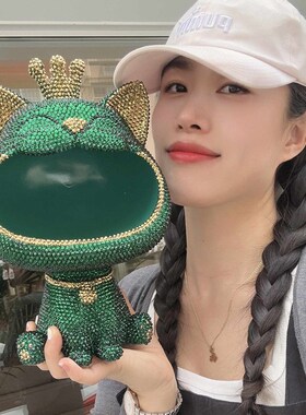 贴钻招财猫钥匙收纳摆件进门玄关入户客厅家居装饰品黏钻大嘴猫