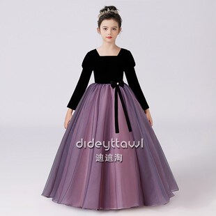 迪迪淘儿童礼服公主裙钢琴演奏服小女孩主持人表演服团体演出服