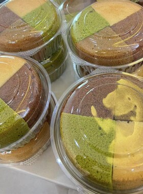 6寸四色切块蛋糕胚盒手撕包包装盒一次性透明吸塑打包盒烘焙甜品