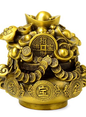 纯铜大聚宝盆摆件 招财进宝旺财家居客厅装饰品电视柜酒柜工艺品