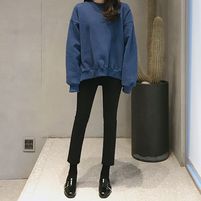 烟管裤女秋冬2023年新款加绒高腰修身黑色宽松显瘦九分直筒牛仔裤