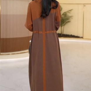 大码女装秋冬中长款针织连衣裙洋气胖mm宽松显瘦中老年打底毛衣裙