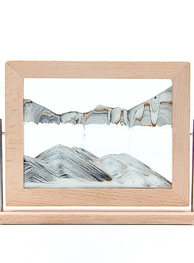 翻转式玻璃流沙画摆件解压榉木办公室客厅创意家居现在简约工艺品