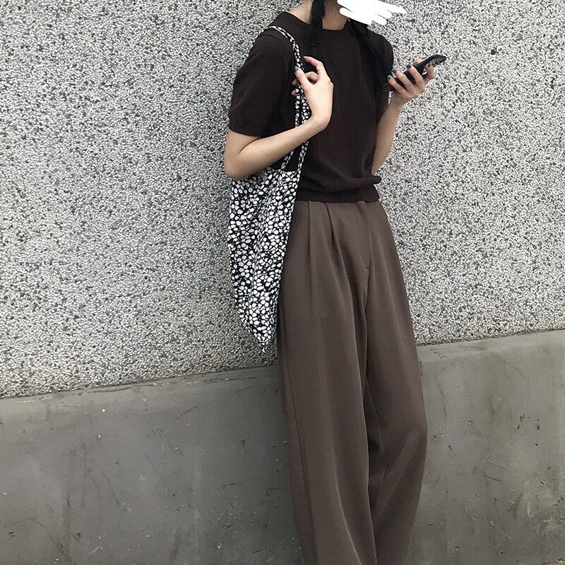 大码女装胖妹妹mm垂感西装阔腿夏季高腰宽松显瘦直筒休闲裤200斤