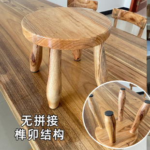 香樟纯实木小圆凳子家用矮凳网红换鞋凳儿童门口穿鞋凳原木小方凳