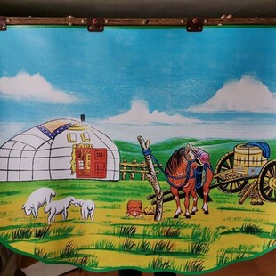 蒙古皮画成吉思汗草原风情蒙古大汗工艺挂画蒙古包饭店餐厅装 饰画