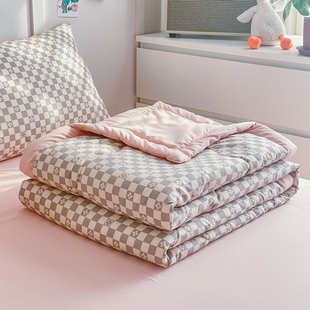 空调被四件套夏季 可机洗水洗棉夏凉被单人双人学生夏被薄被子床单