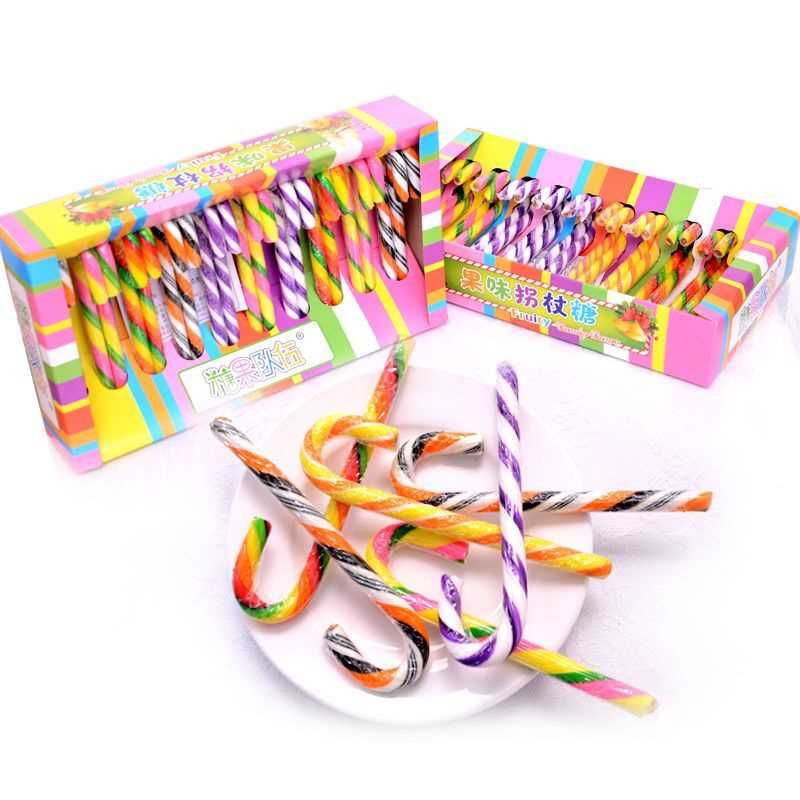 高颜值糖果批发创意拐杖棒棒糖圣诞节礼物20支礼盒装糖果儿童零食