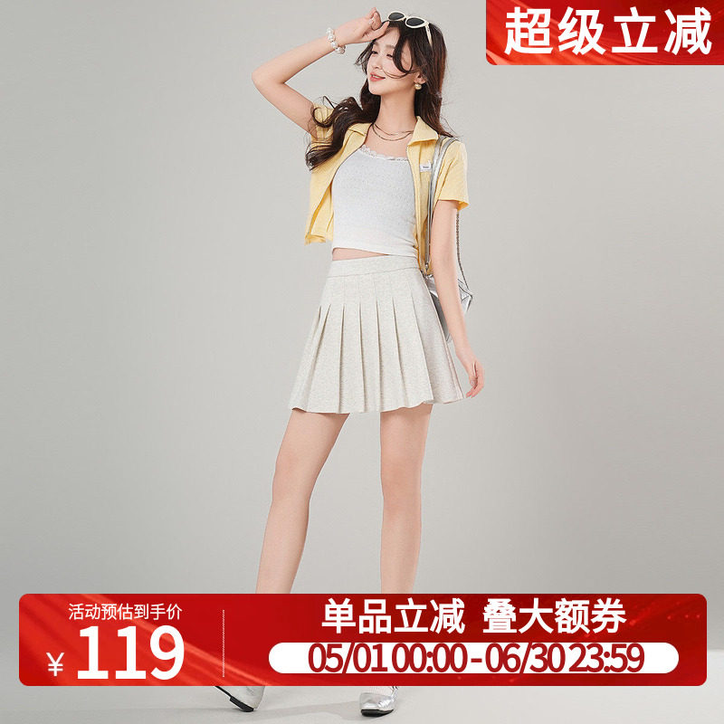 白鹿语学院风百褶裙夏季新款小个子高腰显瘦高级感jk短裙半身裙