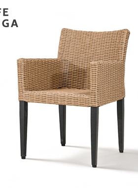 LIFEHUGA侘寂风复古餐椅设计感中古藤编椅子靠背椅家用休闲椅简约