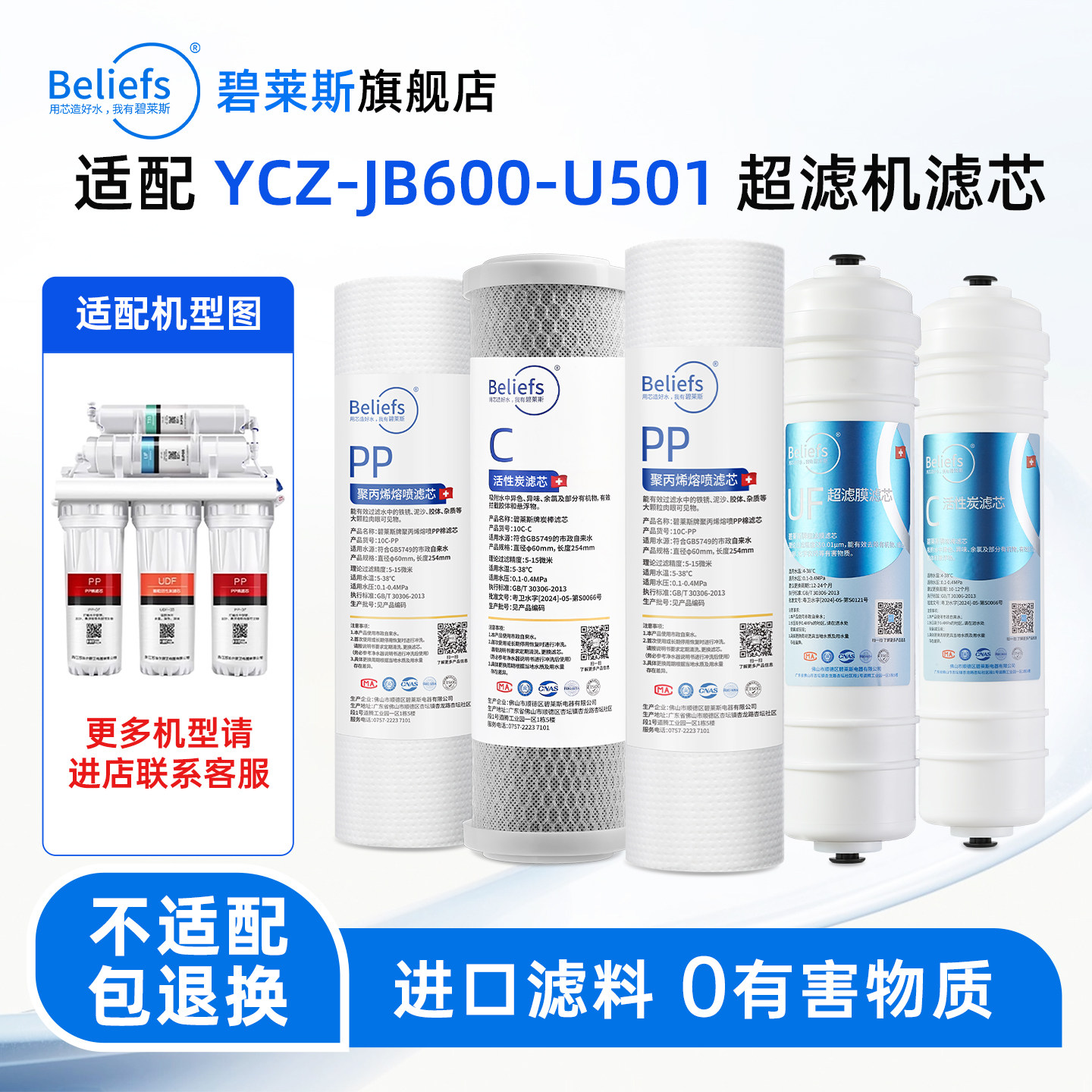 碧莱斯适用于苏泊尔净水器滤芯SJU-U501/YCZ-JB600超滤机UF超滤膜
