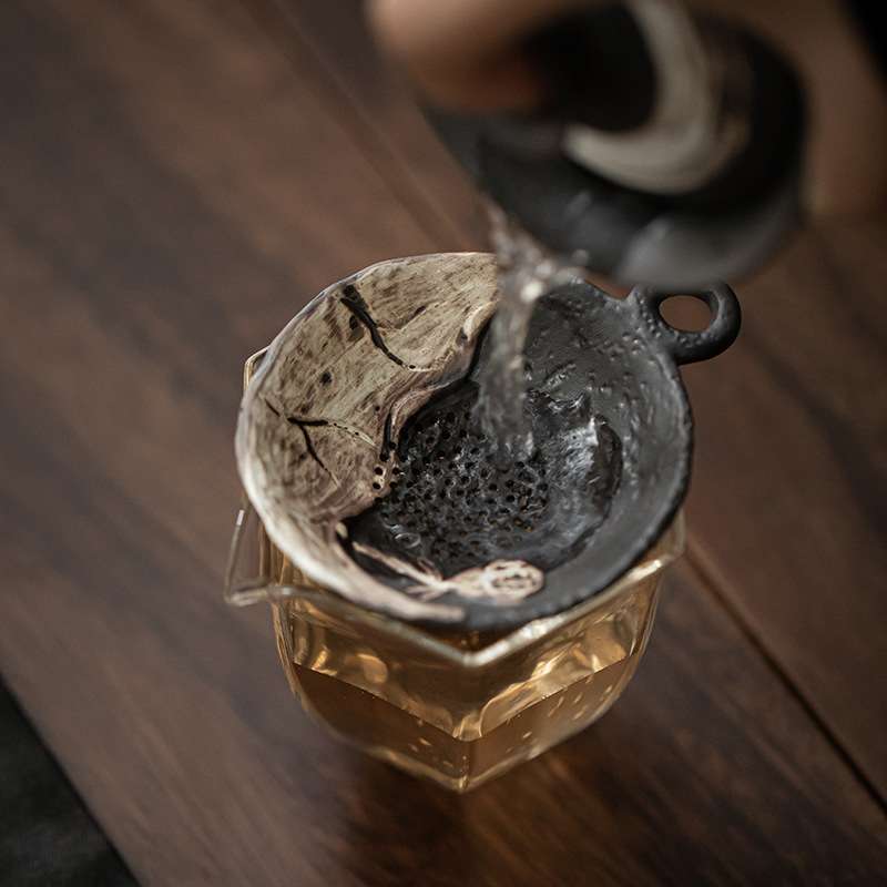 侘寂风复古陶瓷过滤组 全瓷一体茶漏茶隔过滤茶叶功夫茶道零配