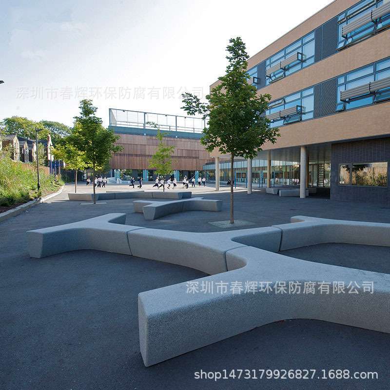 玻璃钢休闲椅户外拼接组合椅Y字造型座椅园林公园公共场所长凳子